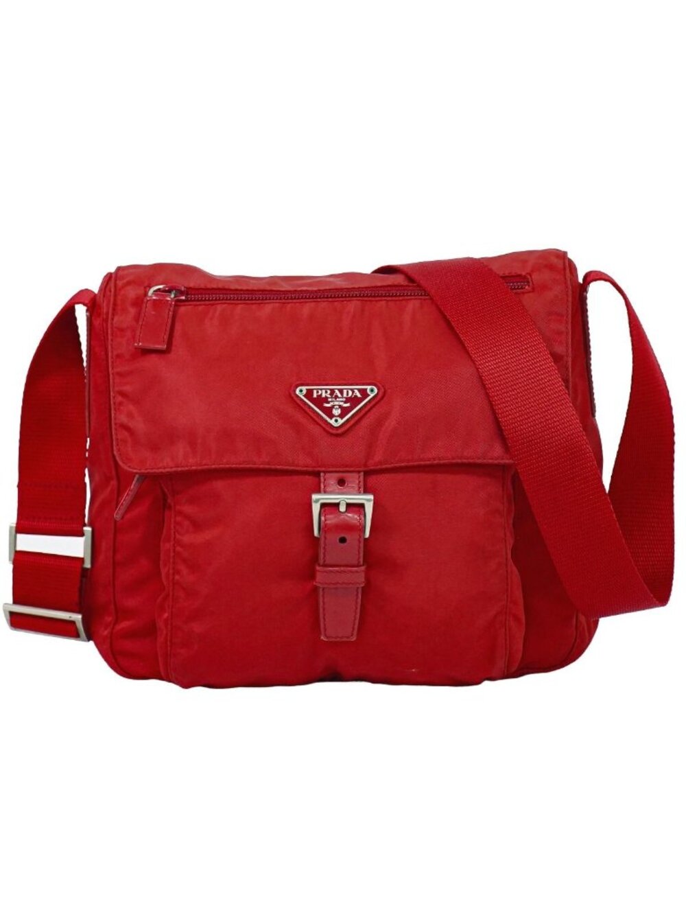 Prada Vela Shoulder Bag Pochette Nylon Red
